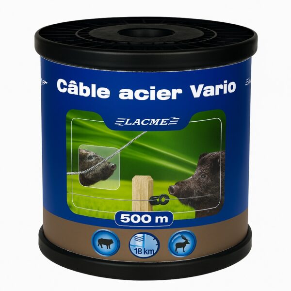 Villanypásztor huzal, vezeték, sodrott CABLE ACIER 500m, 1,5mm, 1 vezetőszál - 150Kg - 0,15 Ωm