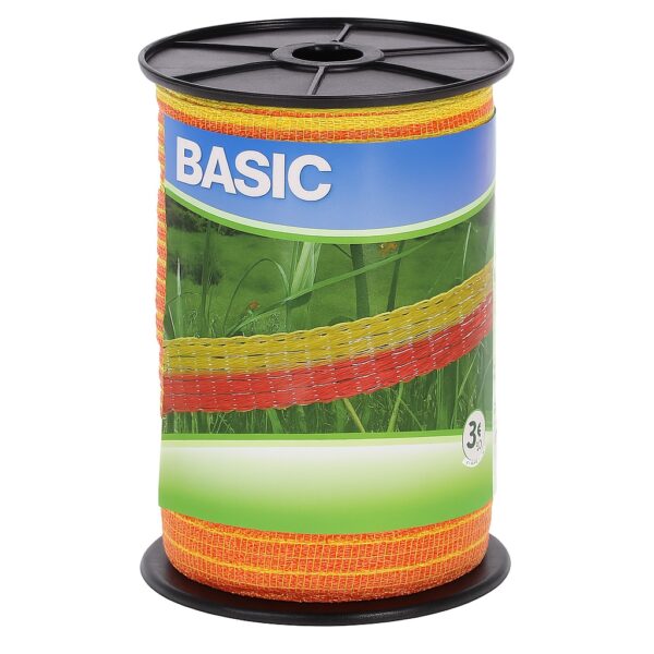 Villanypásztor Szalag 250m 60Kg 11 Ωm 10mm Corral Basic 4 vezetőszál sárganarancs új