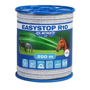 Villanypásztor szalag 200m 60Kg 9,6 Ωm 10mm LACME Easystop R10 fehérfekete 4 vezetőszál új