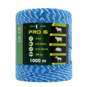 Villanypásztor vezeték 1000m 200Kg 0,15 Ωm 4mm Fence Guard PRO6 Kék 6db vezetőszál új