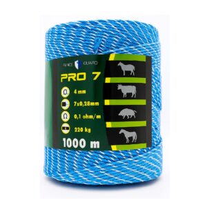 Villanypásztor vezeték 1000m 220kg 0,1 Ωm 4mm Fence Guard PRO7 Kék 7db vezetőszál új