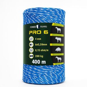 Villanypásztor vezeték 400m 200Kg 0,15 Ωm 4mm Fence Guard PRO6 Kék 6db vezetőszál új