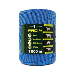 Villanypásztor vezeték 1000m 170Kg 0,35 Ωm 4mm Fence Guard PRO4 Kék-narancs 4db vezetőszál új