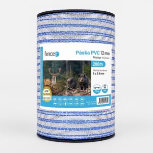 Villanypásztor PVC szalag 200m 100Kg 0,017 Ωm 12mm fencee fehérkék 5 vezetőszál új